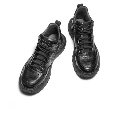 百丽高帮休闲运动鞋男2025新款冬季商场同款厚底户外短靴8YC01DD5