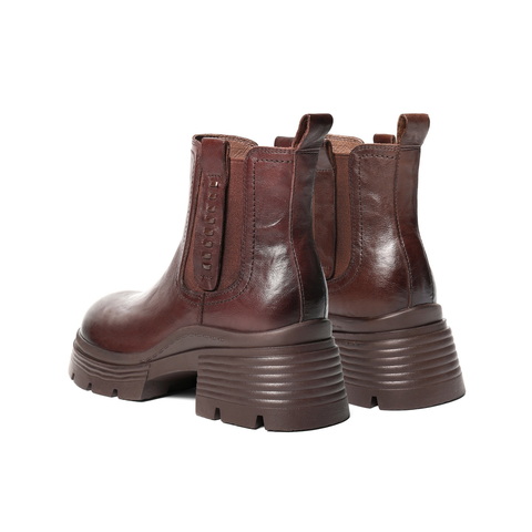 百丽擦色复古切尔西靴女2025冬新商场同款真皮厚底短靴F2K1DDD5