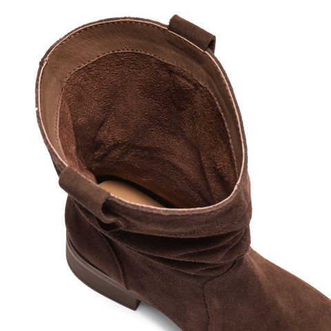 百丽复古时尚V口时装靴女2025冬新百搭显瘦堆堆西部靴B2913DZ5