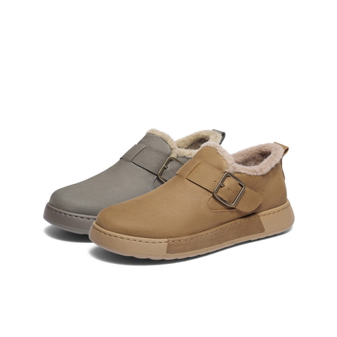 百丽全包勃肯鞋男2025新款冬商场同款牛皮保暖休闲毛毛鞋8WM01DD5