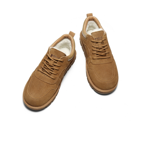 百丽户外休闲低帮雪地鞋男2025新款冬季厚实保暖鞋毛毛鞋A2258DM5