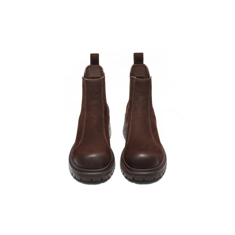 百丽复古擦色切尔西靴女2025栋新粗跟增高百搭休闲短靴B2969DD5