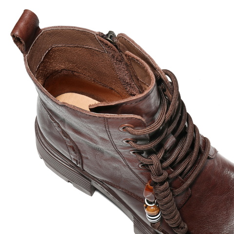 百丽厚底增高马丁靴女2025冬新商场同款真皮串珠时尚短靴F2T1DDD5