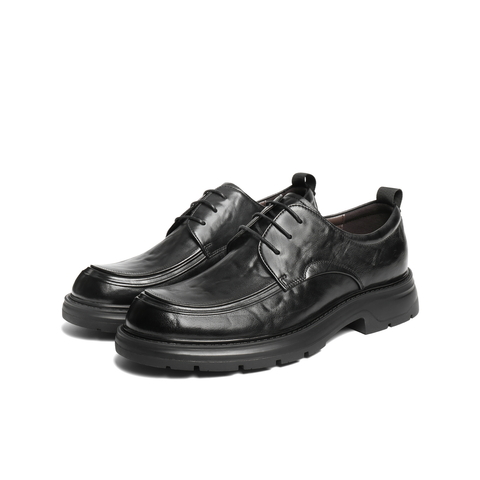 百丽厚底增高商务鞋男士2025新款冬季牛皮革通勤休闲皮鞋L6019DM5