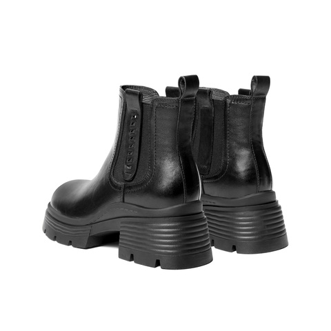 百丽擦色复古切尔西靴女2025冬新商场同款真皮厚底短靴F2K1DDD5