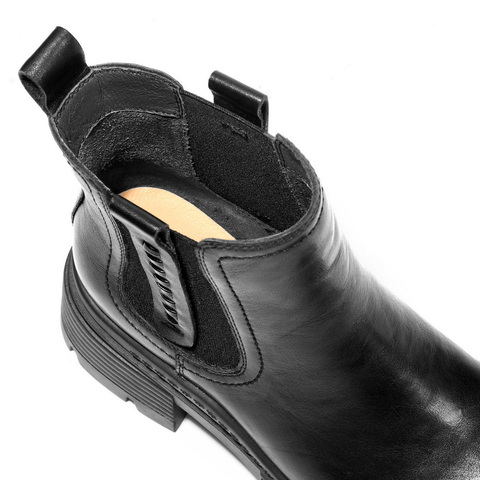 百丽擦色复古切尔西靴女2025冬新商场同款真皮厚底短靴F2K1DDD5