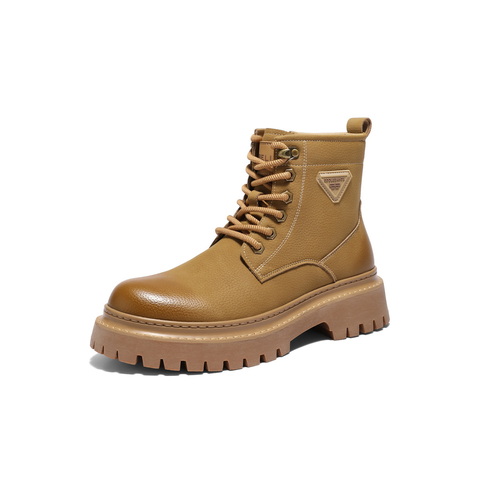 百丽时尚休闲工装靴男2025新冬商场款厚底增高马丁靴加绒8XQ01DD5