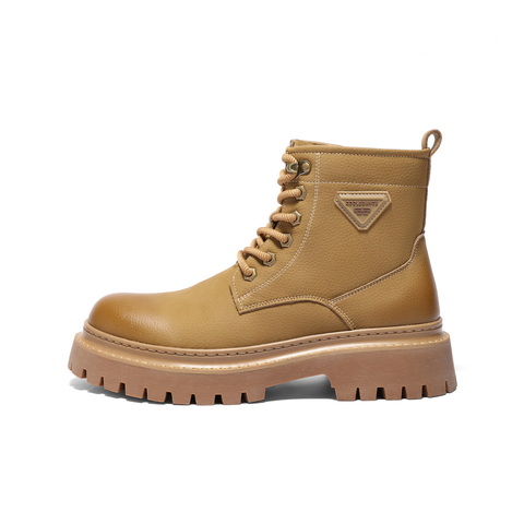 百丽时尚休闲工装靴男2025新冬商场款厚底增高马丁靴加绒8XQ01DD5