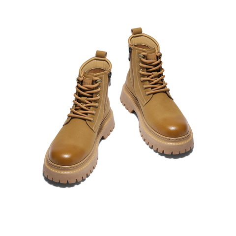 百丽时尚休闲工装靴男2025新冬商场款厚底增高马丁靴加绒8XQ01DD5