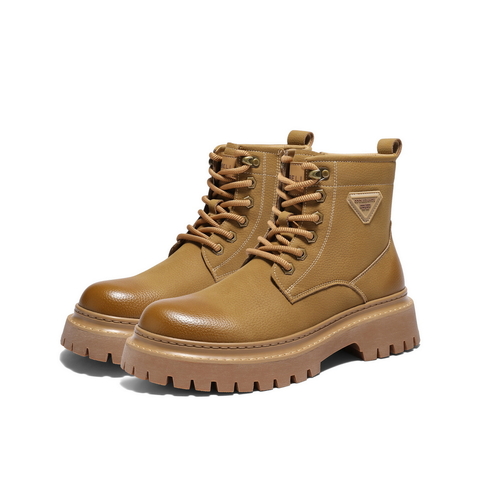 百丽时尚休闲工装靴男2025新冬商场款厚底增高马丁靴加绒8XQ01DD5