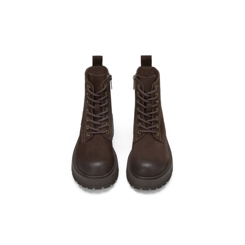 百丽复古户外风马丁靴女2025冬新商场同款擦色真皮短靴E8V1DDD5