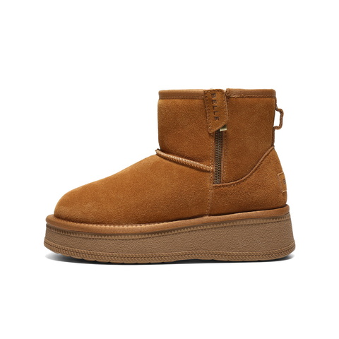 百丽复古厚底增高雪地靴女2025冬新加毛保暖百搭休闲短靴B2925DD5