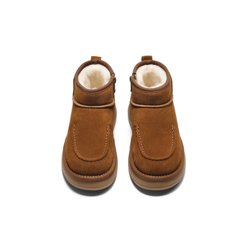 百丽复古百搭雪地靴女2025冬新厚底加毛保暖休闲短靴B2926DD5