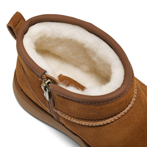 百丽复古百搭雪地靴女2025冬新厚底加毛保暖休闲短靴B2926DD5