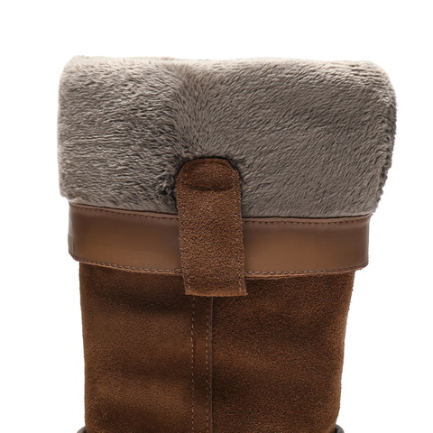 百丽复古绒面时装靴女2025冬新商场同款厚底增高高筒靴E8J2DDG5