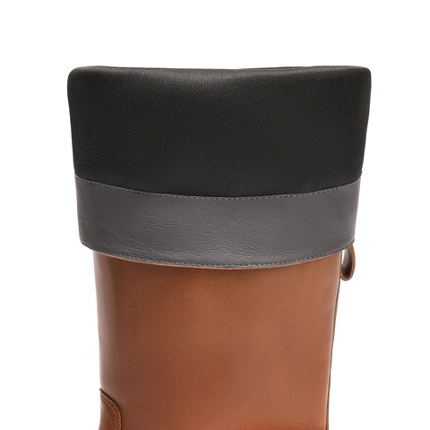 百丽时尚搭扣骑士靴女2025冬新质感真皮舒适方跟高长靴B2820DG5