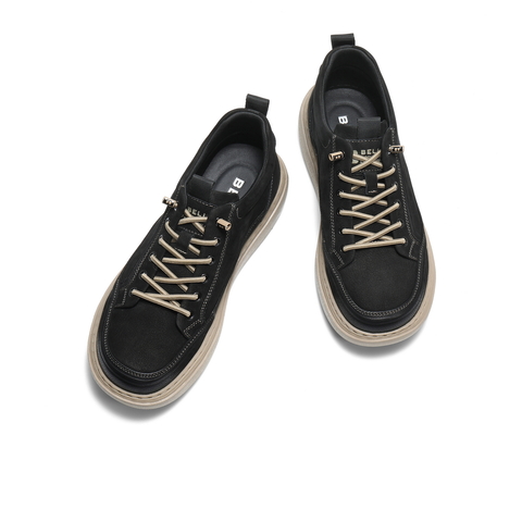 百丽高帮休闲板鞋男2025新款冬商场同款牛皮革套脚工装鞋8YE11DD5