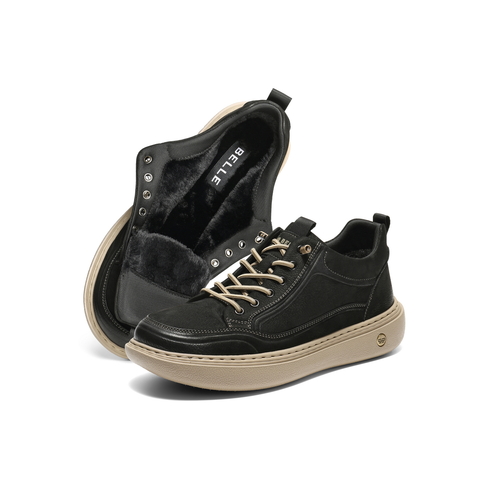 百丽高帮休闲板鞋男2025新款冬商场同款牛皮革套脚工装鞋8YE11DD5