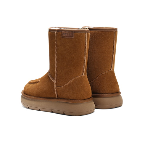 百丽复古雪地靴女2025冬新商场同款厚底保暖休闲靴E8C2DDZ5