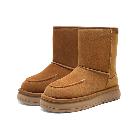 百丽复古雪地靴女2025冬新商场同款厚底保暖休闲靴E8C2DDZ5