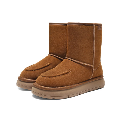 百丽复古雪地靴女2025冬新商场同款厚底保暖休闲靴E8C2DDZ5