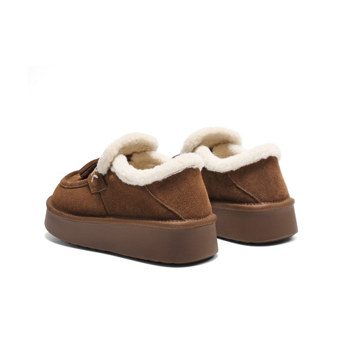 百丽民族风流苏毛毛鞋女2025冬新厚底增高加毛休闲鞋B2827DM5