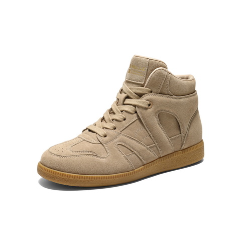 百丽复古百搭高帮鞋女2025冬新商场同款舒适薄底休闲鞋E8H1DDD5