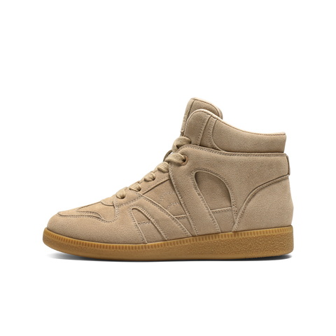 百丽复古百搭高帮鞋女2025冬新商场同款舒适薄底休闲鞋E8H1DDD5