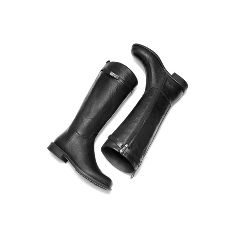 百丽时尚搭扣骑士靴女2025冬新质感真皮舒适方跟高长靴B2820DG5