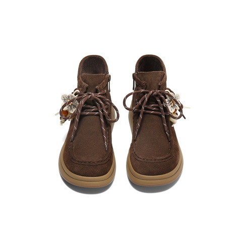 百丽时尚串珠挂饰时装靴女2025冬新商场同款真皮厚底短靴E8W1DDD5