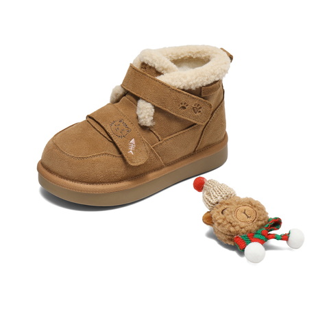 百丽童趣猫猫童靴女童2025冬新商场同款舒适保暖休闲短靴69010D95