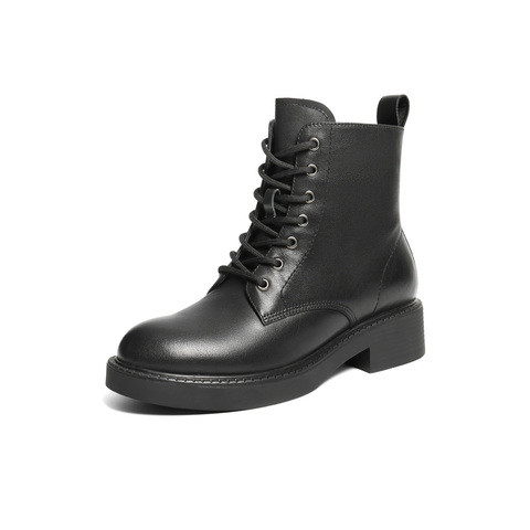 百丽复古擦色马丁靴女2025冬新商场同款真皮显瘦休闲短靴E8M2DDZ5