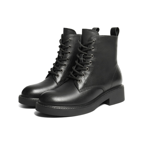 百丽复古擦色马丁靴女2025冬新商场同款真皮显瘦休闲短靴E8M2DDZ5