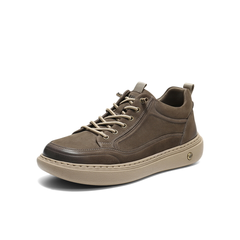 百丽高帮休闲板鞋男2025新款冬商场同款牛皮革套脚工装鞋8YE11DD5