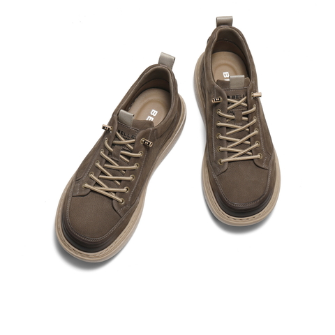 百丽高帮休闲板鞋男2025新款冬商场同款牛皮革套脚工装鞋8YE11DD5