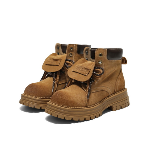 百丽复古翻盖工装靴女2025冬新商场同款户外短靴E8E1DDD5