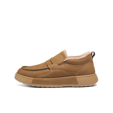 百丽舒适保暖休闲工装鞋男2025新款冬季牛皮革厚底毛毛鞋A2236DM5