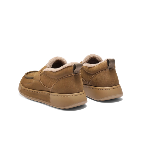 百丽舒适保暖休闲工装鞋男2025新款冬季牛皮革厚底毛毛鞋A2236DM5