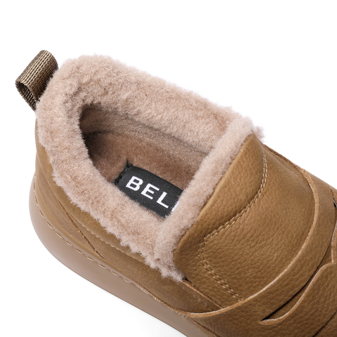 百丽舒适保暖休闲工装鞋男2025新款冬季牛皮革厚底毛毛鞋A2236DM5