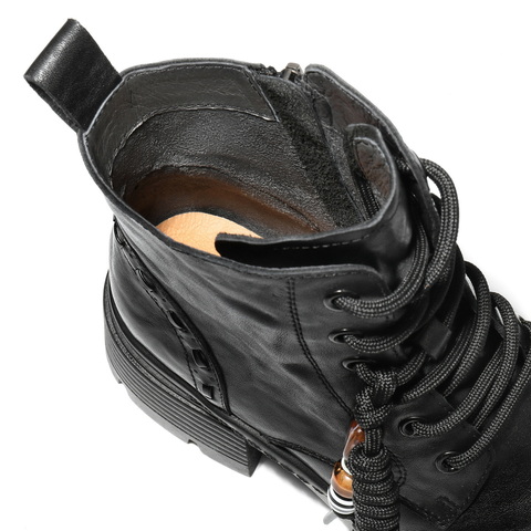 百丽厚底增高马丁靴女2025冬新商场同款真皮串珠时尚短靴F2T1DDD5