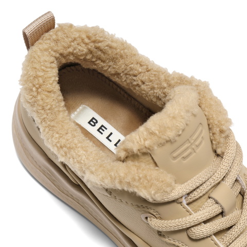 百丽简约百搭高帮板鞋女2025冬新商场同款加绒厚底板鞋E6J1DDM5