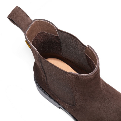 百丽复古切尔西靴女2025冬新商场同款真皮粗跟休闲短靴E8M1DDZ5