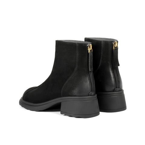 百丽复古擦色时装靴女2025冬新气质百搭粗跟增高短靴B2910DD5