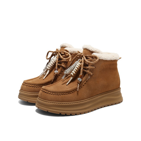 百丽时尚挂饰雪地靴女2025冬新商场同款厚底保暖休闲短靴E8S1DDD5