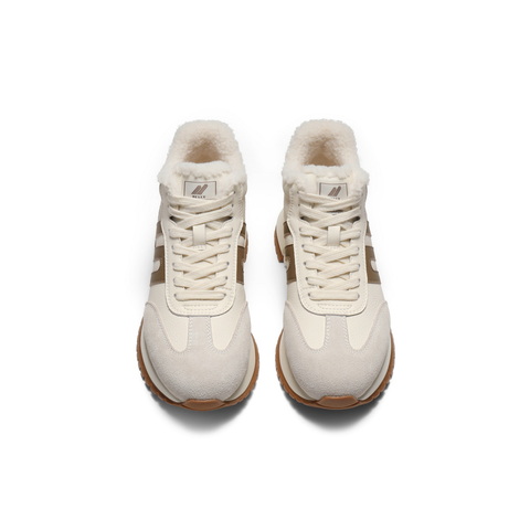 百丽复古跑道高帮鞋女2025冬新商场同款厚底加绒休闲鞋E6Q1DDD5