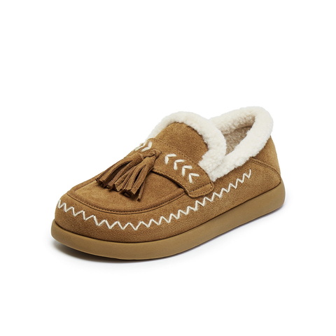 百丽复古流苏毛毛鞋女2025冬新商场同款民族风保暖休闲鞋E5B1DDM5