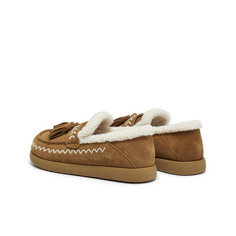 百丽复古流苏毛毛鞋女2025冬新商场同款民族风保暖休闲鞋E5B1DDM5