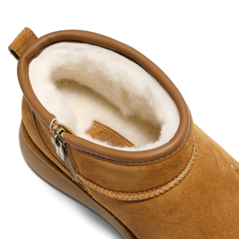 百丽复古百搭雪地靴女2025冬新厚底加毛保暖休闲短靴B2926DD5