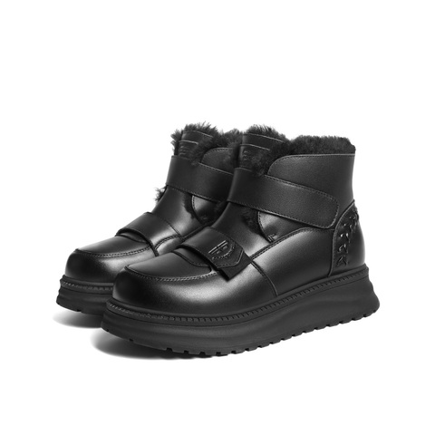 百丽厚底增高雪地靴女2025冬新商场同款保暖魔术贴东北靴E8R1DDD5