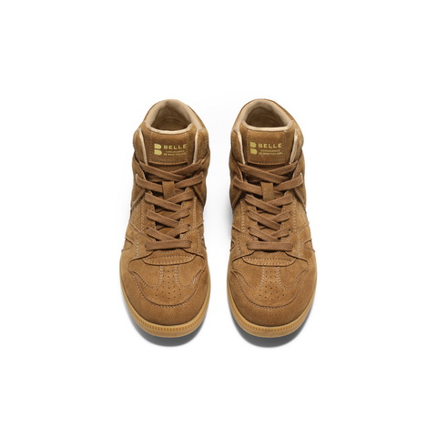 百丽复古百搭高帮鞋女2025冬新商场同款舒适薄底休闲鞋E8H1DDD5